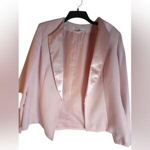 Evan Picone Evening Elegant Pink Women's Blazer Jacket Size 16 Satin Detail